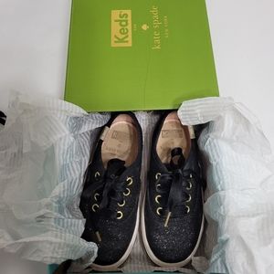 Keds Kate Spade black glitter shoes